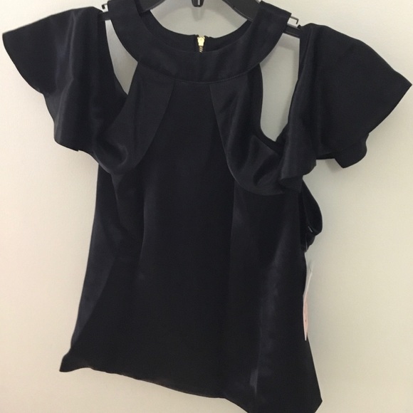🚨Final Sale🚨!! NWT Nannette Lapore Blk Cold Shoulder Top Sz M - Picture 6 of 10